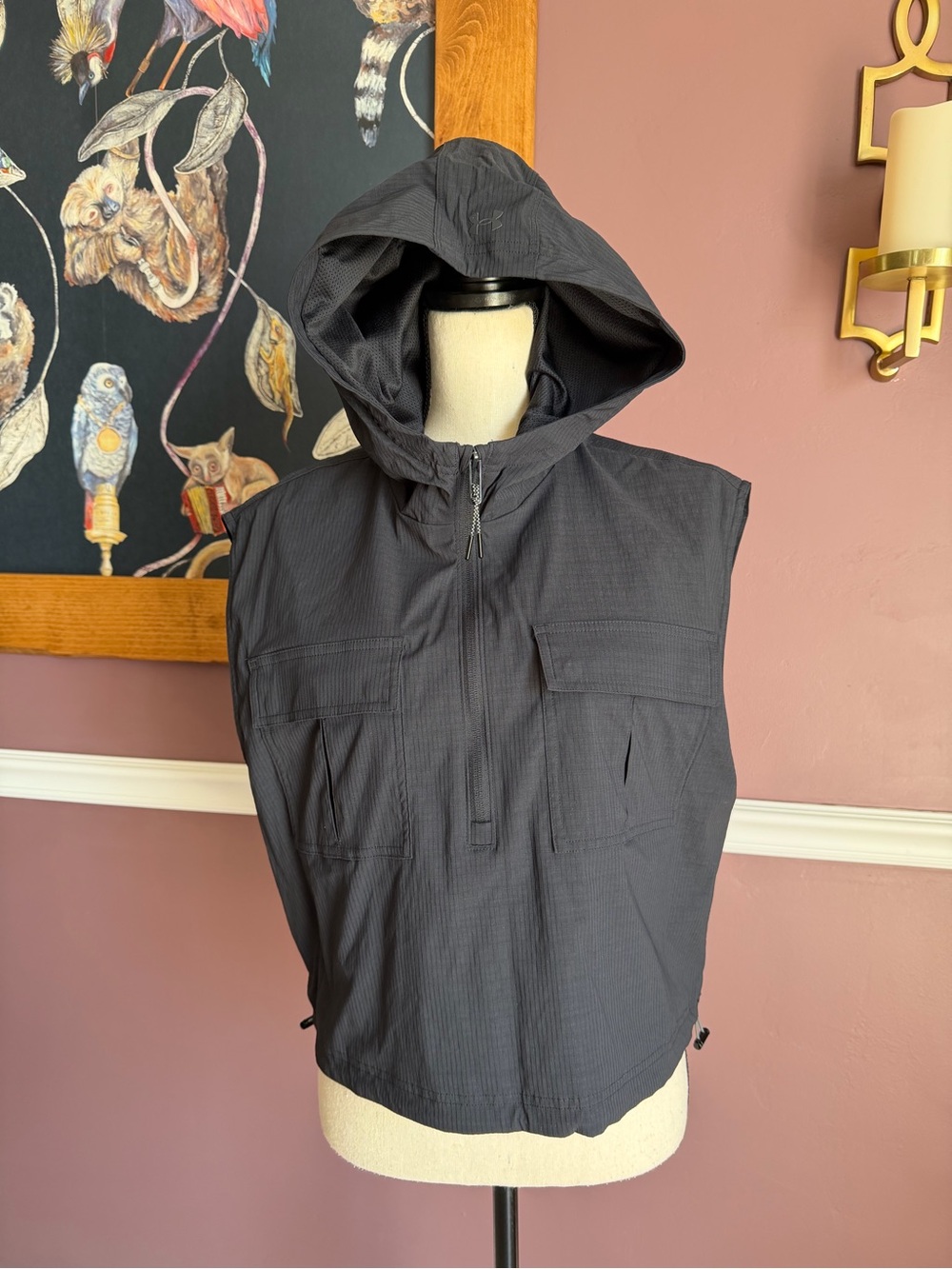 Under Armour Unstoppable Sleeveless Hooded Utility Black Vest Size XS